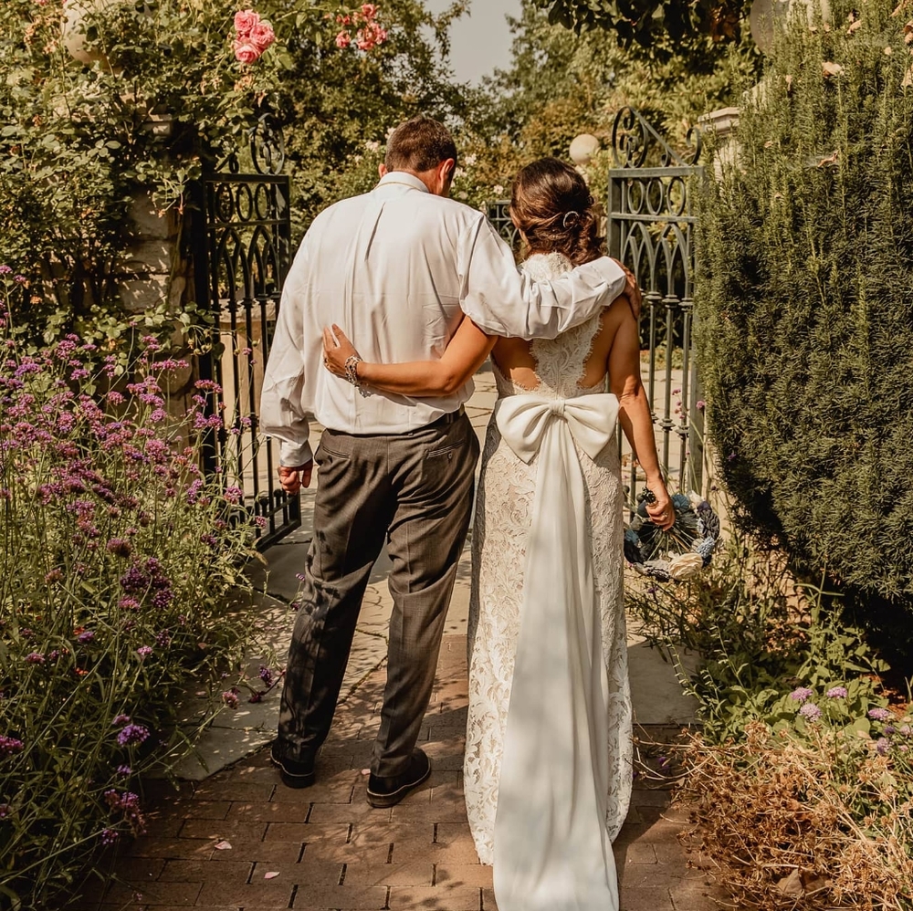 Tadashi Shoji Lace Wedding Gown with Racerback